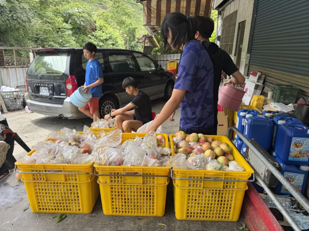 學生意外走進當地的水蜜桃分裝場。圖片來源:臺北市無界塾實驗教育機構。
