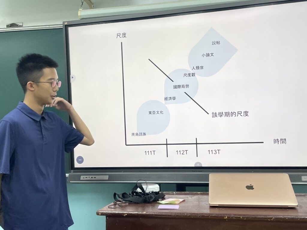 「人類世」對無界塾九年級的孩子而言是個陌生而龐大的概念，雖然過去已有查資料、訪談與觀察的經驗，但當真正面對「我想知道一件事，該怎麼找到答案？」時，才發現從好奇到研究，中間還有許多需要學習的基本功。他們也發現，歷史不只有課本上的故事，而是可以透過出土文物、文獻、地圖等各種證據，一點一點拼出來的。過去雖有查資料、訪談與觀察的經驗，但這次孩子要挑戰的是：如果自己有一個想知道的問題，究竟要怎麼找到答案？